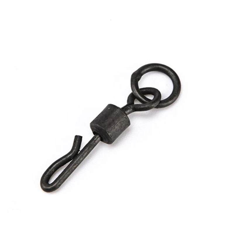 Fishing Tackle Matt Black Carp Fishing Swivel Long Body Quick Change Swivel with Ring